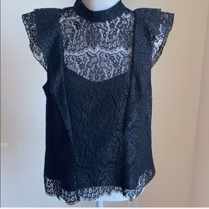 LIKE NEW H&M Black Lace Top Sz 12
